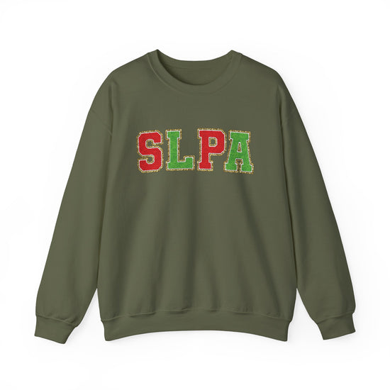 SLPA Red and Green (Printed) Glitter Patch Crewneck