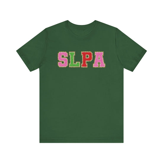 SLPA Green, Pink, and Red Glitter (Printed) Patch Tee