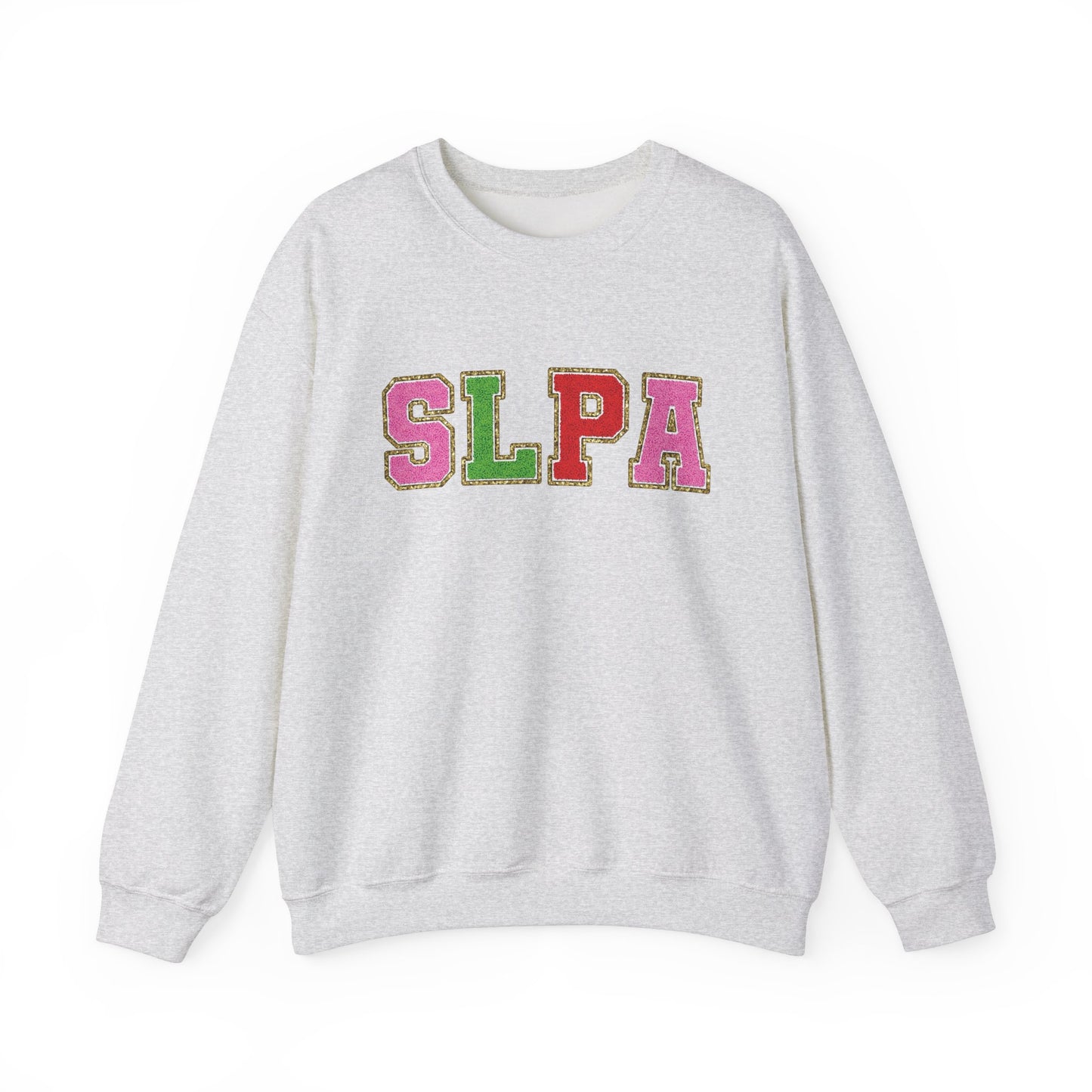 SLPA Green, Pink, and Red Glitter (Printed) Patch Crewneck