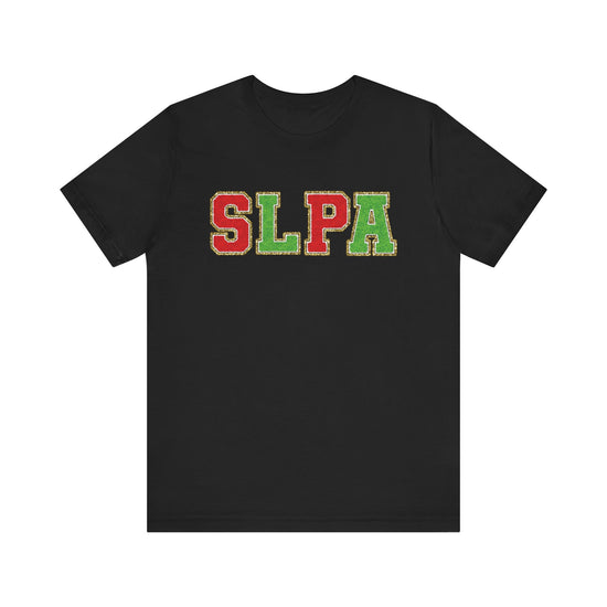 SLPA Red and Green Glitter (Printed) Patch Tee