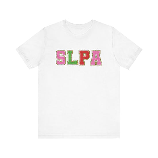 SLPA Green, Pink, and Red Glitter (Printed) Patch Tee