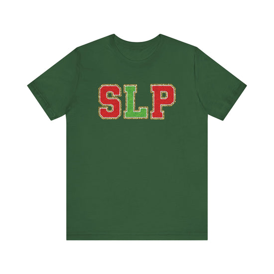 SLP Green and Red Glitter (Printed) Patch Tee