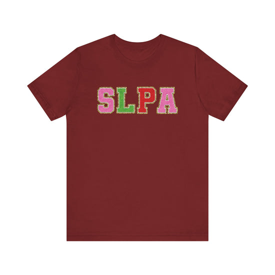 SLPA Green, Pink, and Red Glitter (Printed) Patch Tee