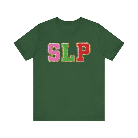 SLP Green, Pink and, Red Glitter (Printed) Patch Tee