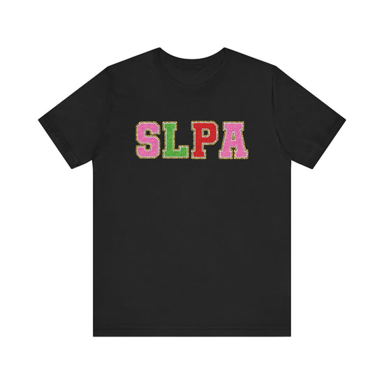 SLPA Green, Pink, and Red Glitter (Printed) Patch Tee