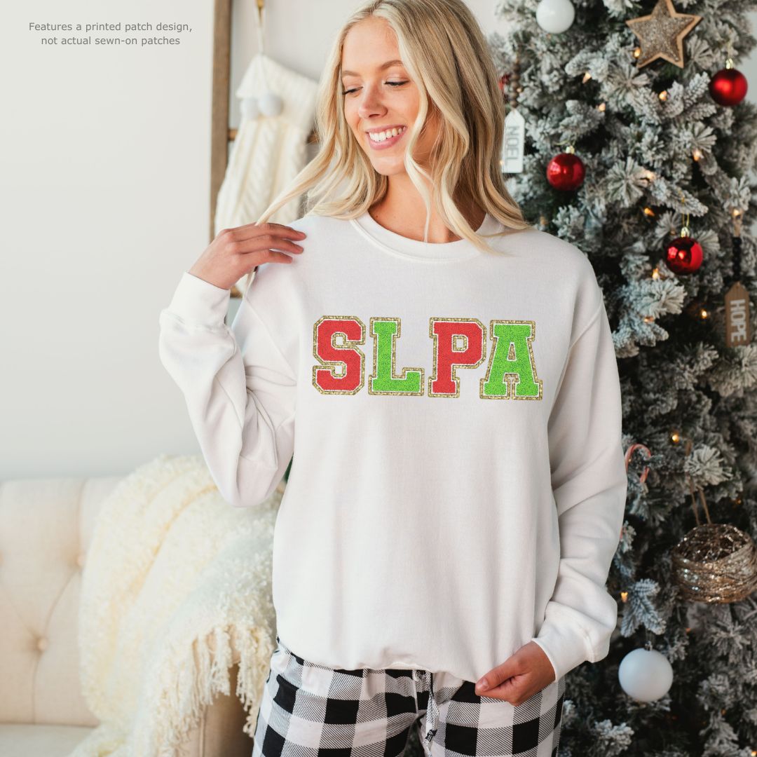 SLPA Red and Green (Printed) Glitter Patch Crewneck