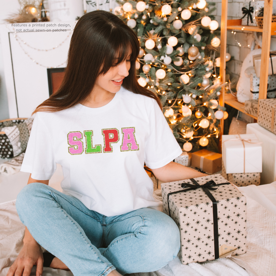 SLPA Green, Pink, and Red Glitter (Printed) Patch Tee