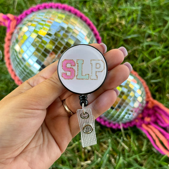 SLP Glitter Letters Badge Reel